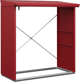Ecostar Kaminholzregal Trend aus Metall in Rot, B/H/T: 181,4 x 198 x 102,5 cm - Bild 2
