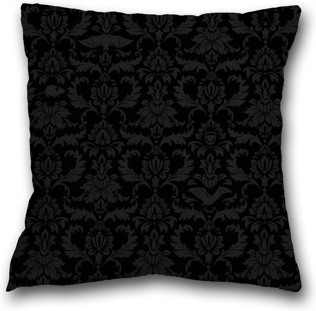 Dekorative Kissenhülle Helenal in Schwarz mit ethnischem geometrischem Muster im viktorianischen Gotik-Stil, B/B: 40 x 40 cm - Bild 1