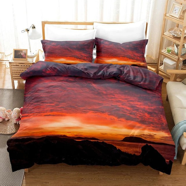 Flylo Bettwäsche-Set Golden Sunset mit tropischem Strandmotiv, Farbe Orange, Material Mikrofaser, B/H: 135 x 200 cm - Bild 1