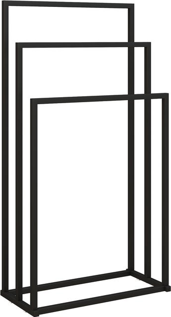 HOMCOM Handtuchhalter stehend aus Stahl mit 3 Stangen, Handtuchleiter in Schwarz Matt, B/T/H: 45 x 21,5 x 85 cm - Bild 1