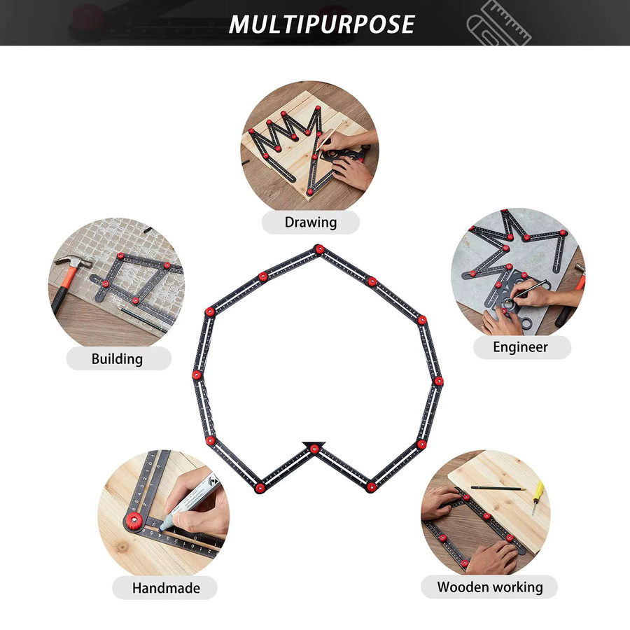 Multifunktionales Winkel-Lineal aus Aluminiumlegierung für DIY-Messungen und Winkelbestimmung - Bild 3