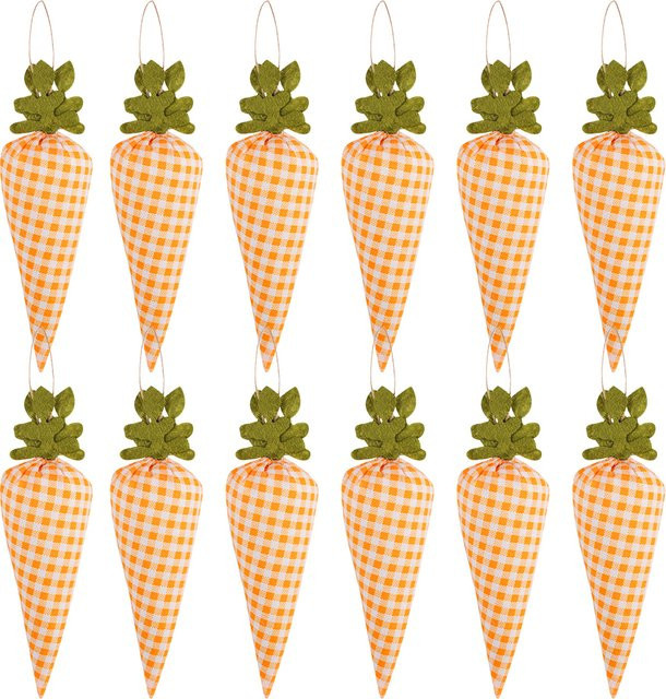 Tissy Ostern Karotten Hängende Ornamente aus Textil in Orange für DIY Deko und Kinder Handwerk, 3er Set - Bild 1