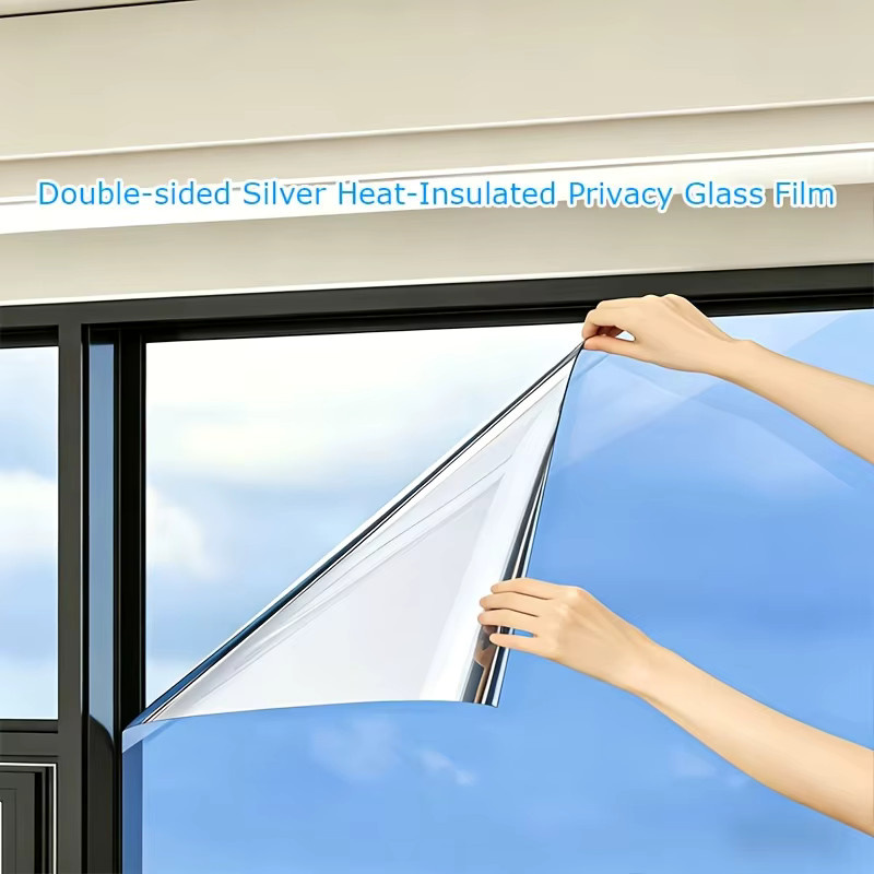 BUNPIG Einweg-Sichtschutzfolie für Fenster in Silber als Sonnenschutz und Lichtblocker mit Wärmekontrolle, statisch haftend und abnehmbar für Haus und Balkon - Bild 3