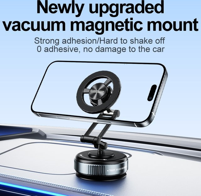 Magnetische Saugnapf-Telefonhalterung mit Vakuum und 360 Grad Metallstrebe in Schwarz für iPhone Samsung Xiaomi - Bild 1