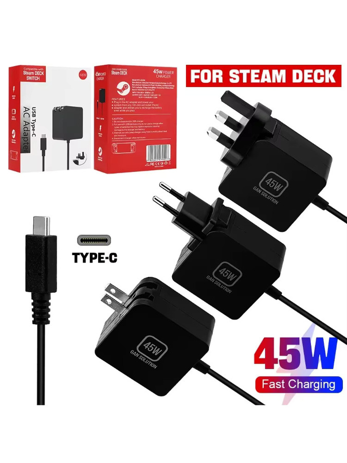 Ispoofer 45W Schnellladegerät in Schwarz für Nintendo Switch und Steam Deck mit EU/US/UK-Stecker - Bild 6