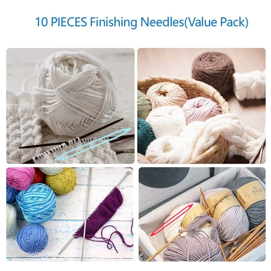10 Stück Plastikgarnnadeln mit großem Öhr in 5 Farben für Stricken, Häkeln und Weben - Bild 2