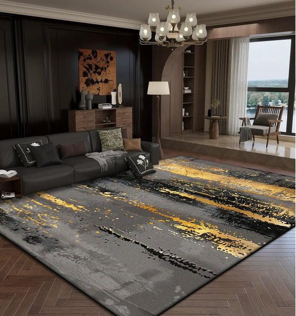 Karpetti Wohnzimmerteppich mit abstraktem Design in Gold und Grau, weich und rutschfest, B/T: 180 x 250 cm - Bild 1