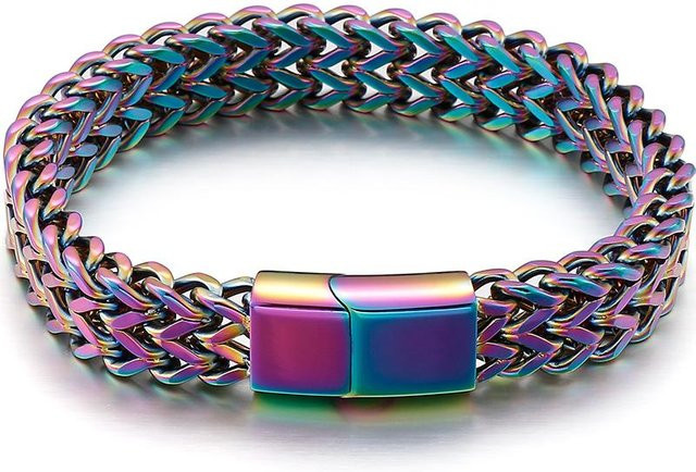 TrustyLan Jewelry Armband Edelstahl, zweireihig, bunt, Herren, 21,5 cm - Bild 1