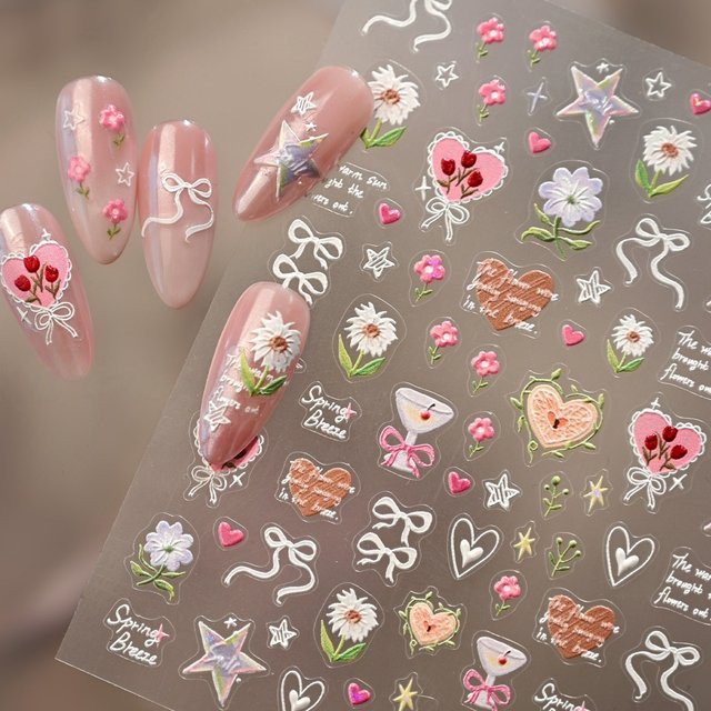 Nagelkunst-Aufkleber, Blumen-Design, Schimmernd - Bild 1