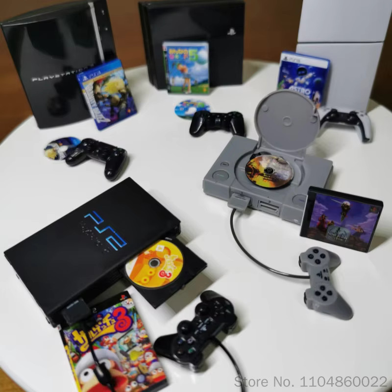 TAKARA TOMY Playstation PS1 2 3 4 5 Spielkonsole Miniatur-Sammlermodell, Grau - Bild 2