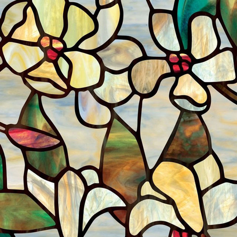 WXSHSH Fensterfolie Statische PVC Privatsphäre Folie Floral Beige für Glas Fenster Türen und Schränke B: 100 cm, H: 30 cm, T: 30 cm - Bild 1
