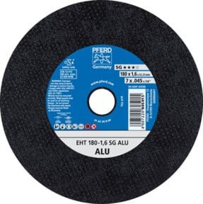 PFERD Trennscheibe EHT Leistungslinie SG ALU für Aluminium, Durchmesser: 180 mm, Dicke: 1,6 mm, Bohrung: 22,23 mm, Farbe: Schwarz - Bild 1