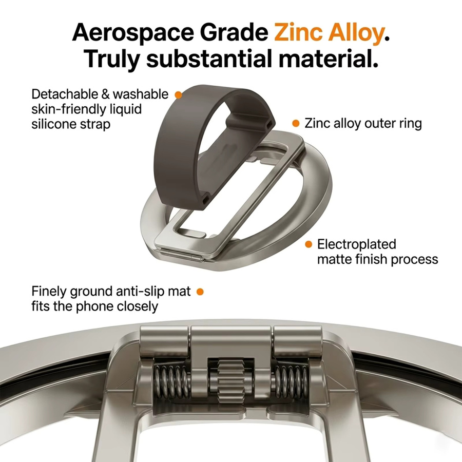 Magnetischer faltbarer Handyhalter aus Silikon in Orange mit 360 Grad Drehfunktion für MagSafe iPhone und Samsung - Bild 5