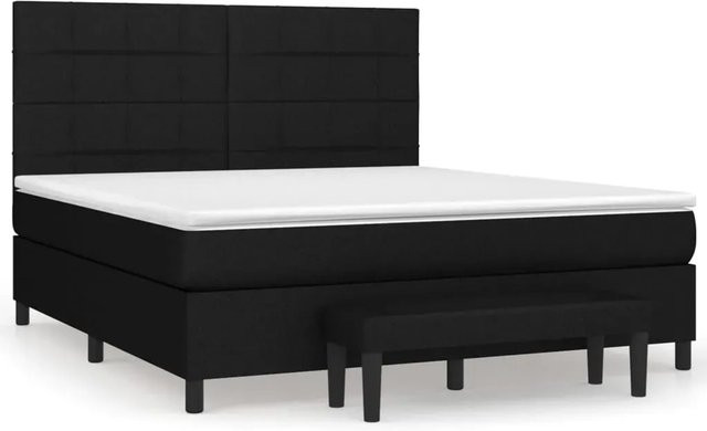 vidaXL Boxspringbett mit Matratze Hybrid-Design in Schwarz und Weiß, B/T: 180 x 200 cm - Bild 1