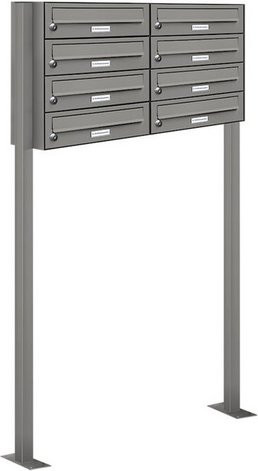 AL Briefkasten-System für 8 Parteien, freistehend, grau, B/H/T: 153,221 x 150,0 x 27,5 cm - Bild 1