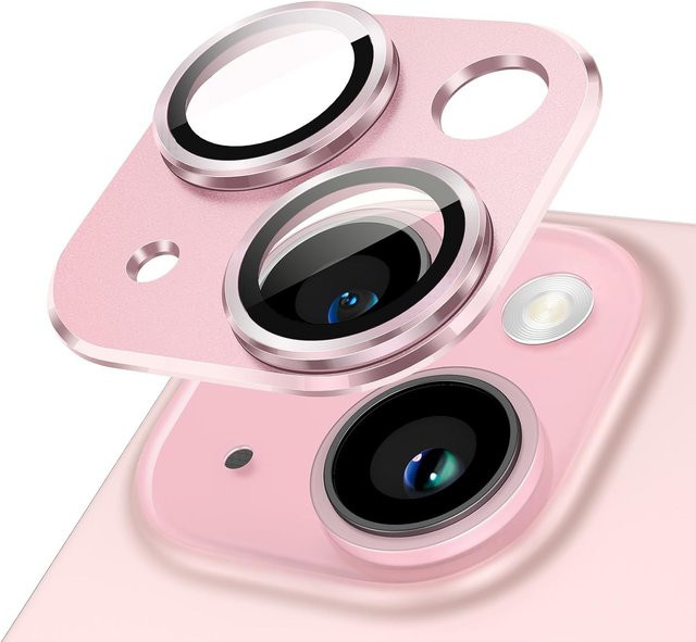 Ahowie Kameraobjektivschutz aus titangrauem Metall für iPhone in Rosa - Bild 1