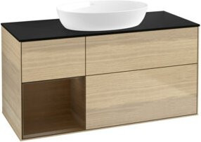 V&B Waschtischunterschrank Finion in Walnuss mit Eichenoberfläche und beige Akzenten, Breite: 120 cm, Tiefe: 50,1 cm, Höhe: 50,1 cm - Bild 1