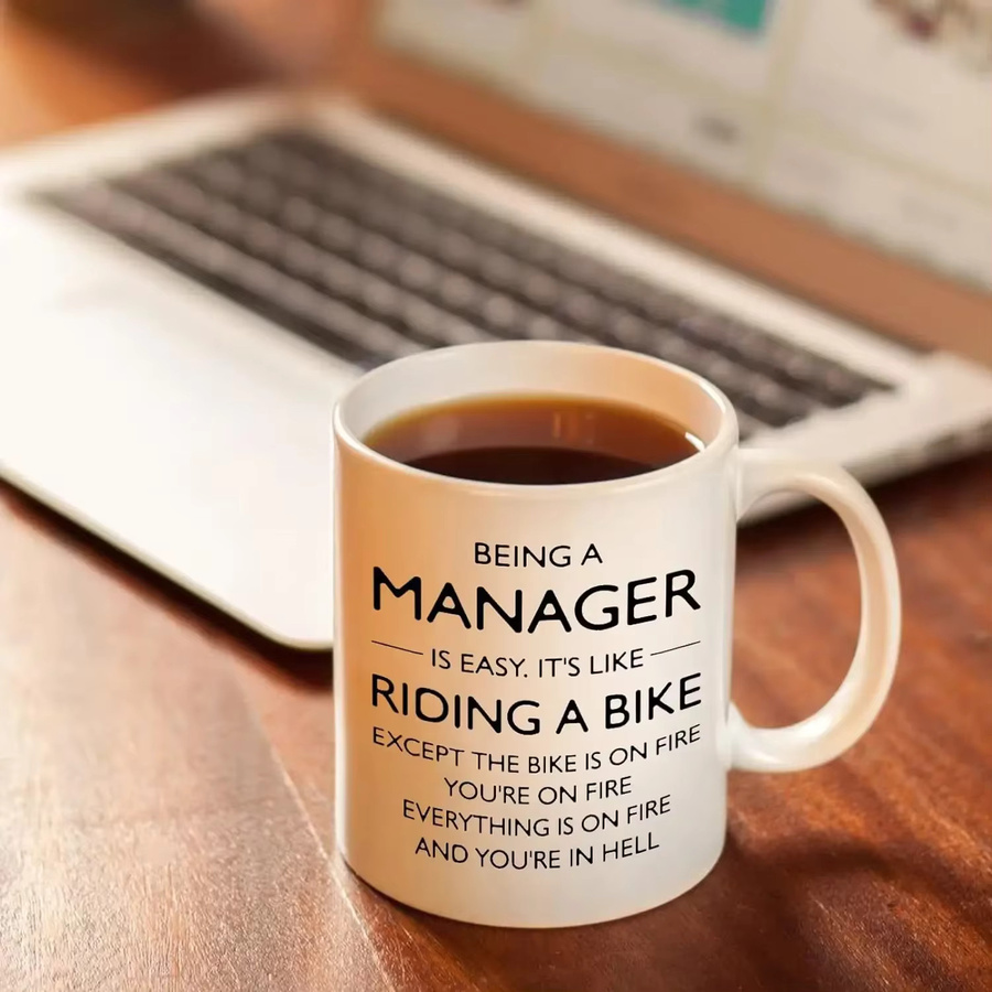 XiJing Kaffeetasse Being A Manager Is Easy aus Keramik, Weiß, Höhe: 27,9 cm - Bild 2