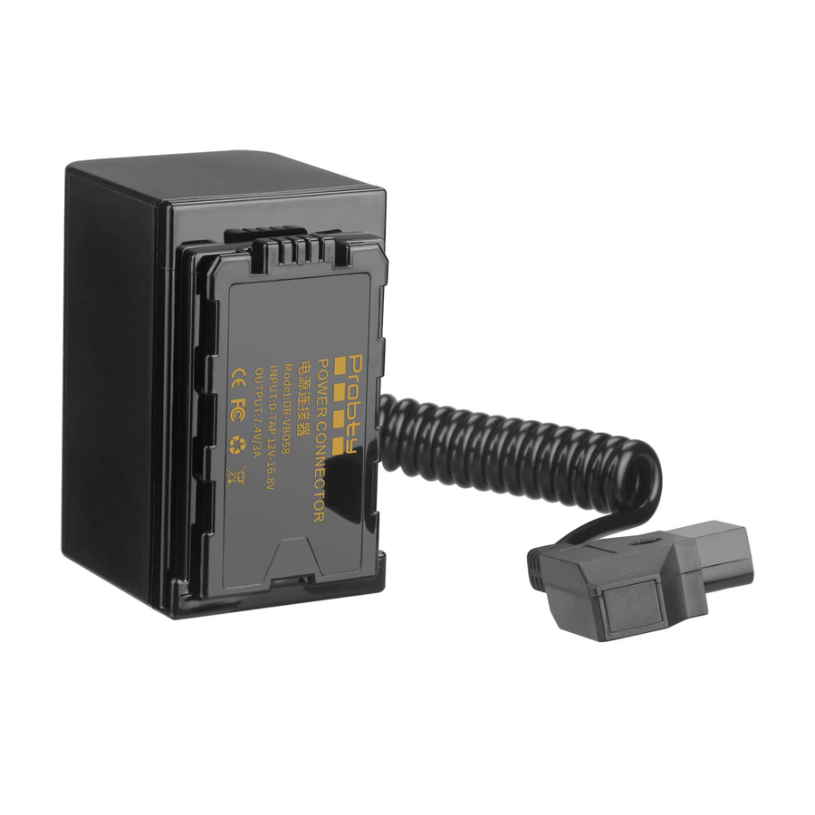 Dummy-Akku Stromkabel für Panasonic DVX200 UX90 UX180 PV100 PX298 und AG-VBR59 in Schwarz - Bild 2