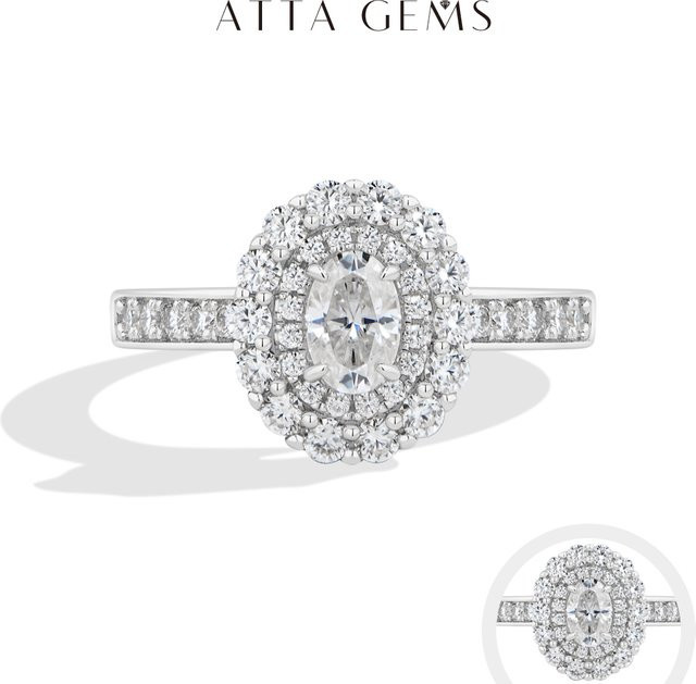 ATTAGEMS Ring, 925 Silber, synthetischer Moissanit, Diamant, Damen - Bild 1