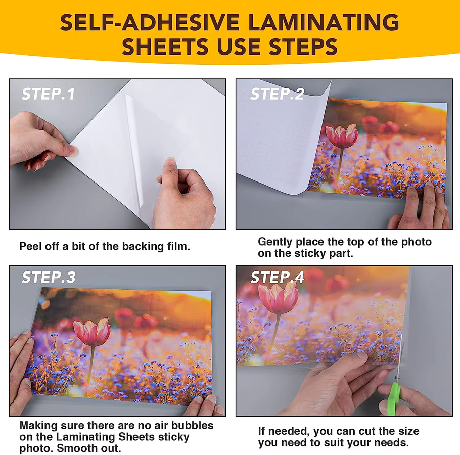 20 Stück selbstklebende HUSPER Laminierplatten A4 in Transparent - Bild 3