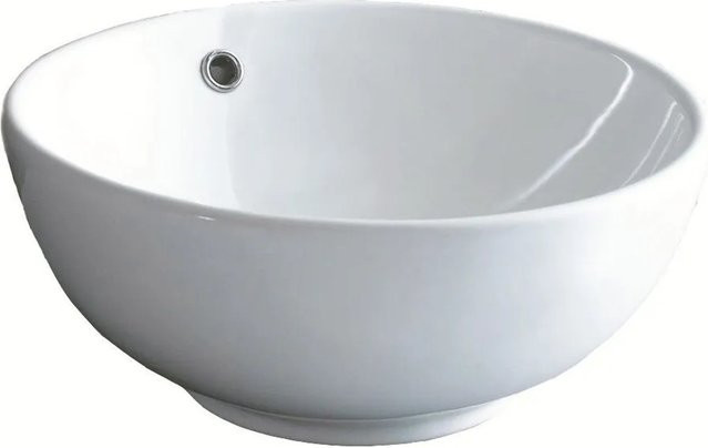 NEG Aufsatz-Waschbecken Waschschale Uno20A Rund, Weiß, Keramik, mit Nano-Coating und Überlauf, B/T/H: 43 x 43 x 17 cm - Bild 1
