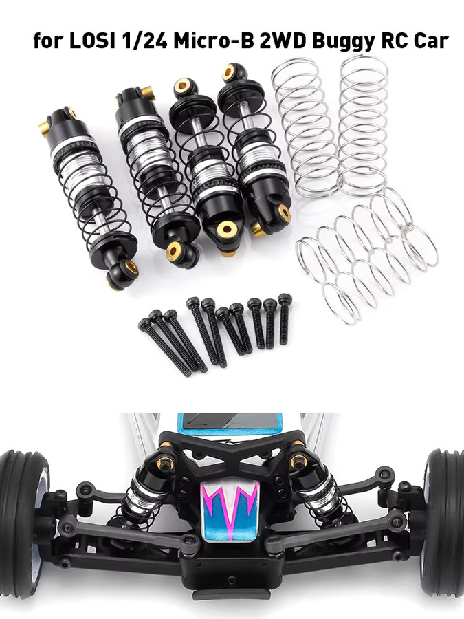 YEAHRUN Stoßdämpfer vorne und hinten, 1-teiliges Set, 1:24, Metall, Schwarz - Bild 4