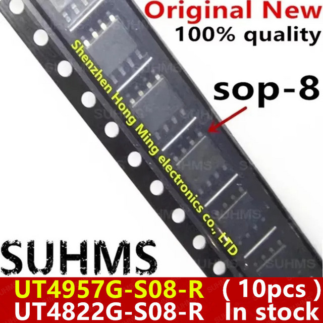 10 Stück UT4957G-S08-R und UT4822G-S08-R integrierte Schaltkreise in Schwarz im SOP-8 Gehäuse - Bild 1