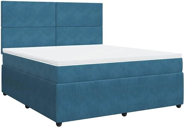 vidaXL Boxspringbett mit Matratze aus Samt in Dunkelblau, B/T: 180 x 200 cm - Bild 1