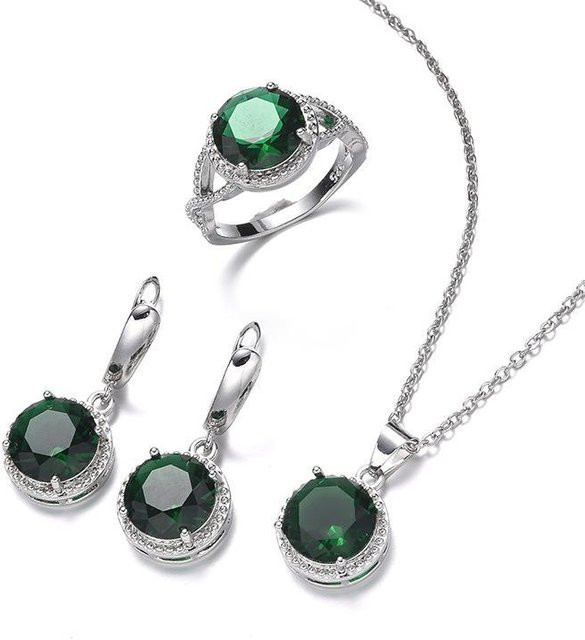 YIRAN Jewelry 5 Schmuckset, Halskette, Ohrringe, Ring, Zirkon, Damen - Bild 1