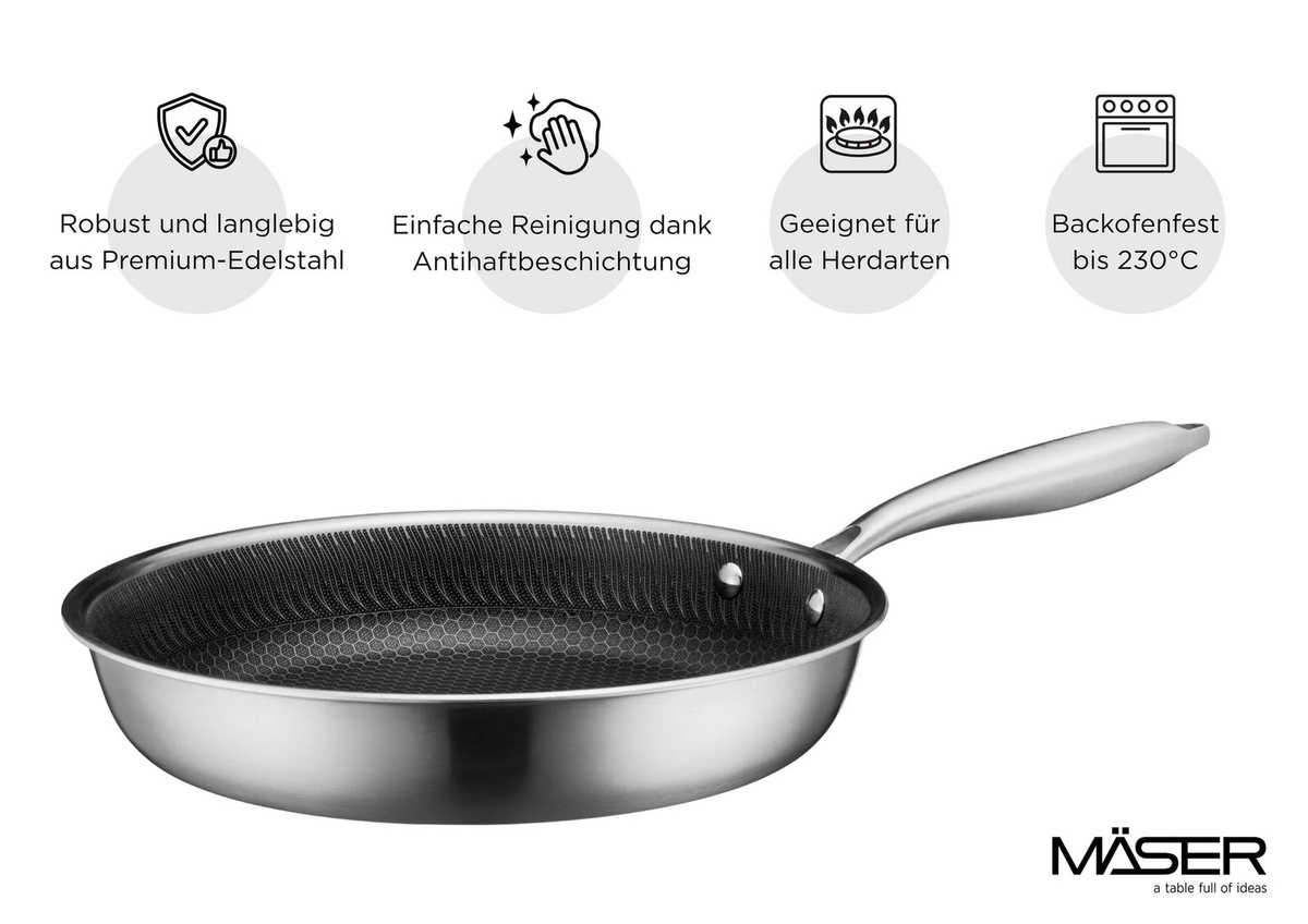 Mäser Bratpfanne Hestia Keramik aus Edelstahl in Silber und Schwarz, Durchmesser: 32 cm - Bild 2