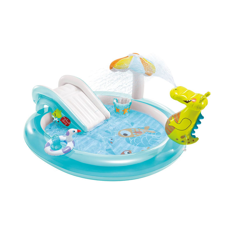 Intex Playcenter Gator Planschbecken für Kinder in Hellblau und Bunt, B/T/H: 201 x 107 x 84 cm - Bild 4