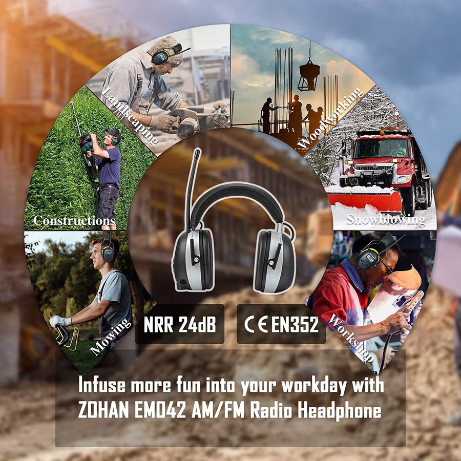 ZOHAN Elektronischer Kopfhörer-Gehörschutz mit AM/FM Radio und Geräuschunterdrückung, Farbe: Schwarz, NRR 25dB - Bild 4