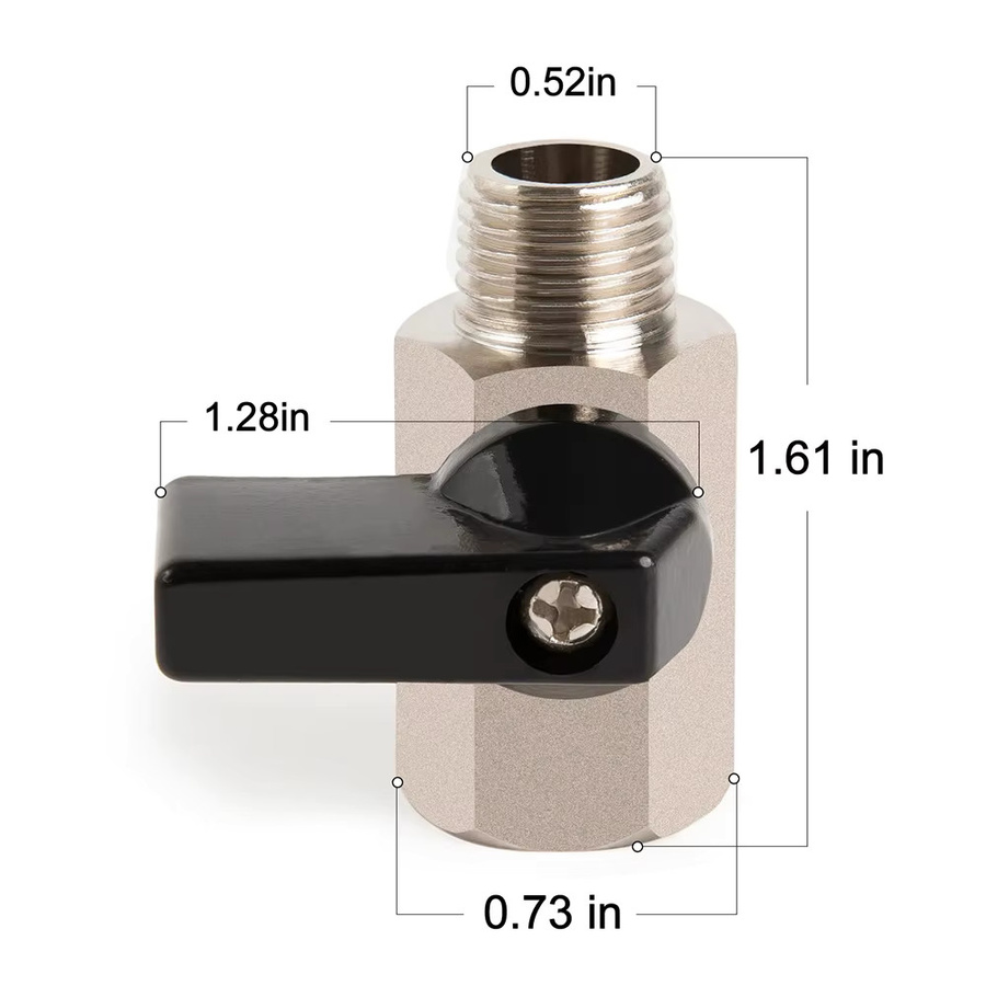 Kaikarai Messing Kugelhahn Mini-Ventil Stecker zu Buchse in Schwarz Matt mit 1/4 Zoll BSP Gewinde für Luft, Wasser, Gas und Öl - Bild 2