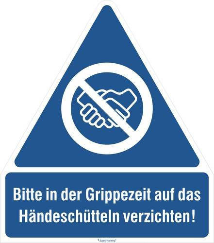 Selbstklebendes Gebotsschild Hygiene und Abstand von SAFETYMARKING in Blau - Bild 1