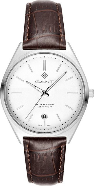 Gant Herrenuhr Abington, Quarz, Edelstahl, 41 mm, Leder, Silber, 5 ATM - Bild 1