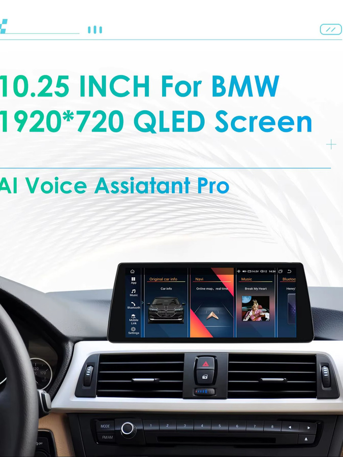 OSSURET 10,25 Zoll 2-DIN Android Autoradio für BMW 3er F30 F31 NBT (2013-2017) mit GPS, Bluetooth, Wireless Carplay und Android Auto in Schwarz - Bild 8
