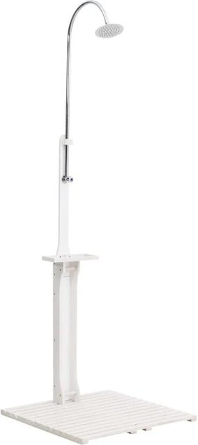 vidaXL Gartendusche aus Hartholz und Edelstahl in Weiß, Höhe: 221 cm, Breite: 75 cm, Tiefe: 75 cm - Bild 1