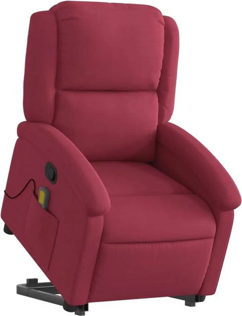 vidaXL Massagesessel mit Aufstehhilfe in Weinrot aus Samt - Bild 1