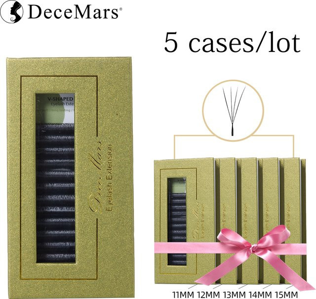 DeceMars Wimpernverlängerungen 4D V-förmig, 5 Stück/Set - Bild 1