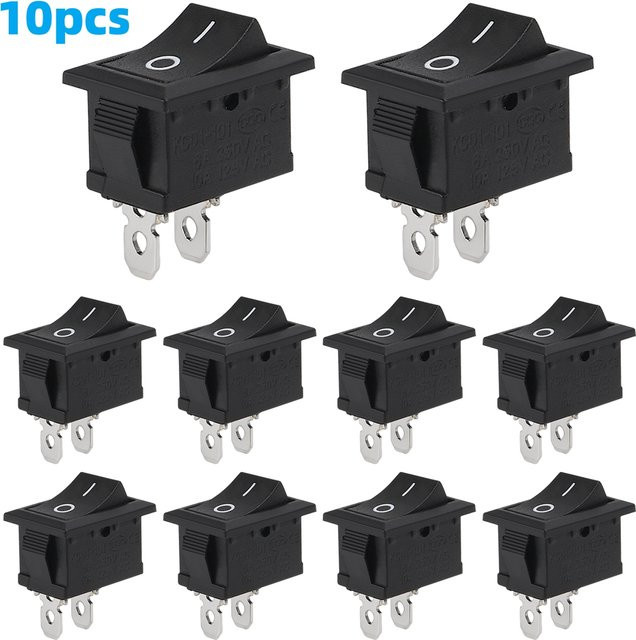 AOKIN 10 Stück Snap-in Boot Wippschalter SPST ON-OFF 2 Pin Schwarz - Bild 1
