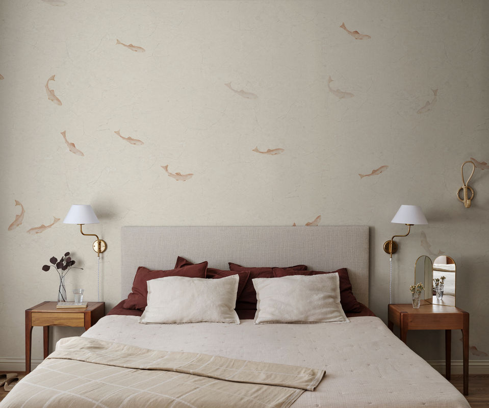 Sandberg Mural Hav Tapete in Terracotta mit Fischmotiv im skandinavischen Design aus Vlies - Bild 3