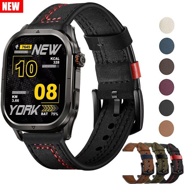 KOSPET Uhrenarmband Leder, Schwarz, 22mm - Bild 1