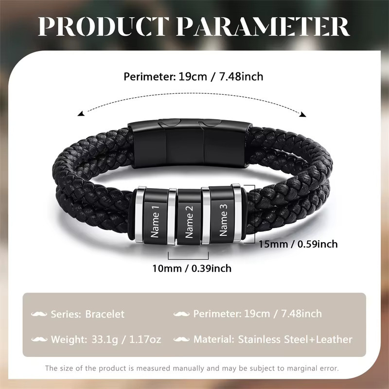 XCL Armband, geflochtenes Leder, Schwarz, Herren - Bild 4