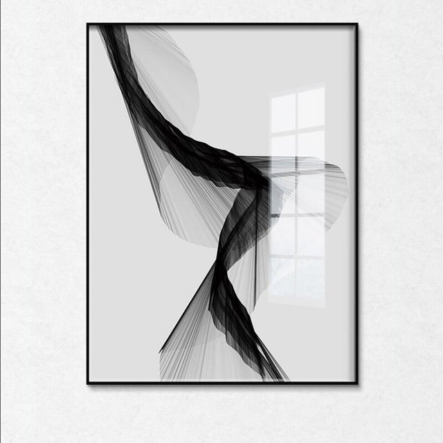 TPFLiving Leinwandbild Nordic Art Abstrakte Linien in Schwarz und Weiß, Kunstdruck ohne Rahmen, Breite: 30 cm, Höhe: 40 cm - Bild 1