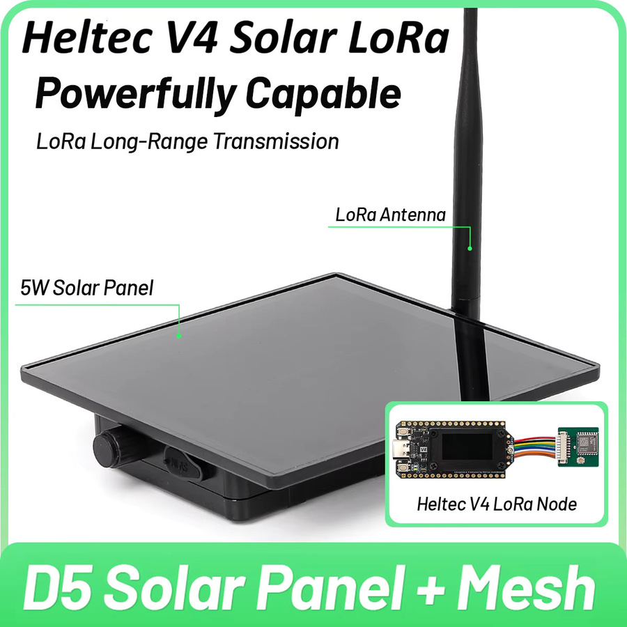 Heltec 5W Solar-Netzwerk-Repeater mit WiFi LoRa 32 V4 ESP32 und GPS-Modul, Solarbetriebener Mesh-LoRa-Knoten für IoT und LoRaWAN in Schwarz - Bild 2