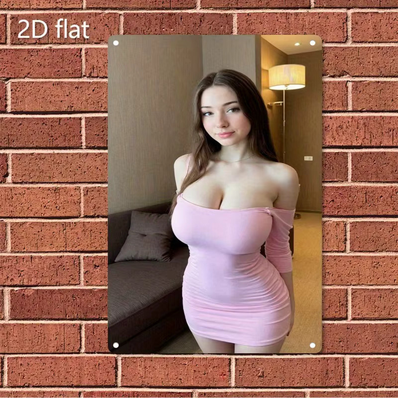 CIFBUY Wanddekorationsschild aus Metall mit weiblichem Gesicht in Rosa und Schwarz, modernes Kunstposter für dein Zuhause - Bild 2