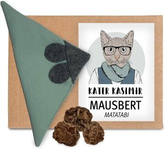 Kater Kasimir Mausbert, 2-in-1 Spielmaus für Katzen, aus BIO-Baumwolle und Matatabi-Füllung - Bild 1