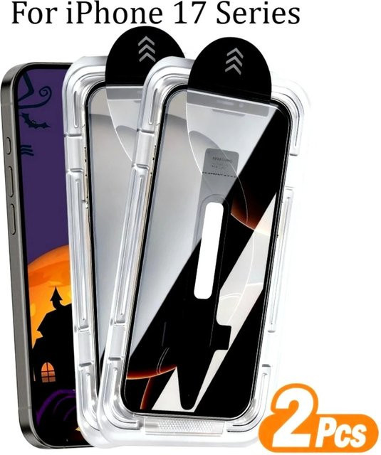 2er-Pack Anti-Spionage Vollbild-Displayschutzfolie aus Glas für Apple iPhone 17, 16, 15, 14, 13, 12 Pro Max, Plus, Air und 17e, 16e mit staubfreier Installation - Bild 1