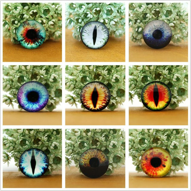 Glas Cabochon Charms, Drachen Katzenaugen, Bunt, 8-20mm - Bild 1